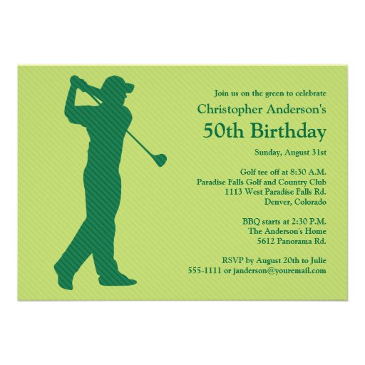 Golfer Golf Green 50th Birthday Invitation