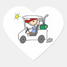 Golfer in Golf Cart Heart Sticker