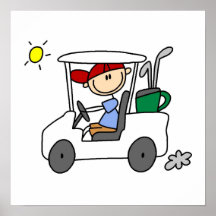 Golfer in Golf Cart Poster