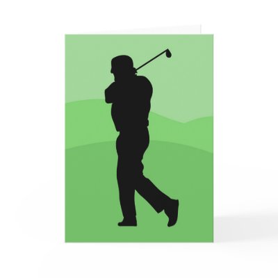 Golfer Silouette Greeting Card by prawny