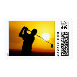 golfer sunset postage