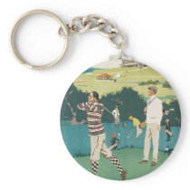Golfing at the Club Keychains