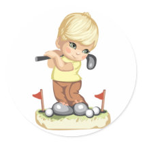 Golfing Boy Sticker