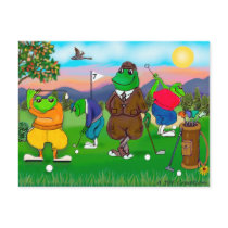 Golfing Frogs - Tournament postcards by heartsonggallery Golfing Frogs - Tournament postcards