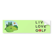 Golfing Golf Course Hole Happy Place Bumper Stickers