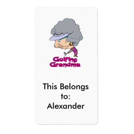 golfing grandma funny caricature personalized shipping label