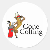 Golfing Reindeer Round Stickers