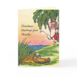 Golfing Santa Sailboat Custom Christmas Cards