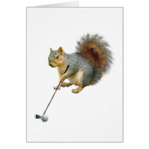 Golfing Squirrel Greeting Card