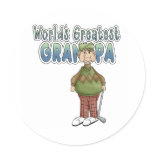 Golfing World's Greatest Grandpa Round Stickers