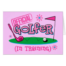 Golfista del chica en el entrenamiento tarjeta