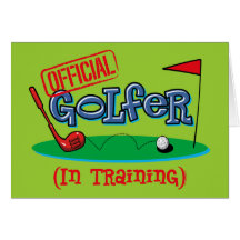 Golfista del muchacho en el entrenamiento felicitación