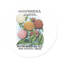 Gomphrena, Huth Seed Co stickers by vintagegiftmall Gomphrena, Huth Seed Co stickers