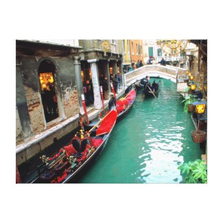 Gondolas on a Venetian Canal Canvas Print