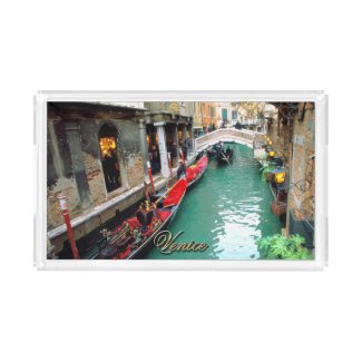 Gondolas on a Venetian canal Serving Tray