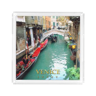 Gondolas on a Venetian canal Serving Tray