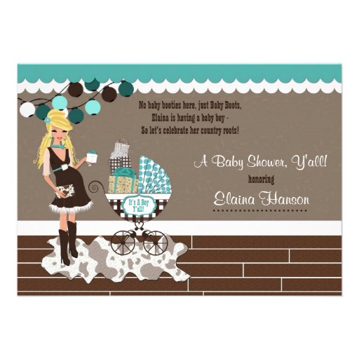 Gone Country Blonde Boy Baby Shower Invites