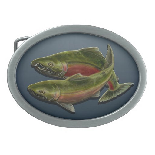 Gone Fishing Belt Buckle Coho Salmon Fish Buckles Zazzle