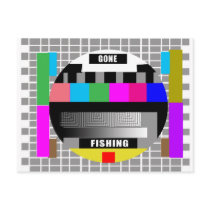 Gone Fishing, Funny Test Pattern T-Shirts! postcards