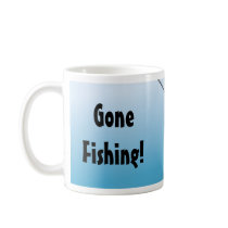 Gone Fishing Lure on Blue Background mugs