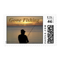 gone fishing postage stamp