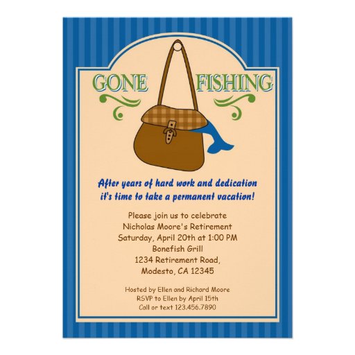 Gone Fishing Retirement Party Invitation (front side)