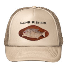 Gone Fishing sign on hat
