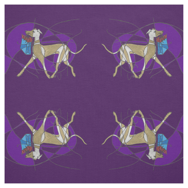 Gone Shopping, Art Deco Italian Greyhound Mirrored Fabric Gone Shopping, Art Deco Italian Greyhound Mirrored Fabric