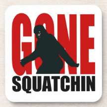 Gone Squatchin - Black and Red Drink Coasters