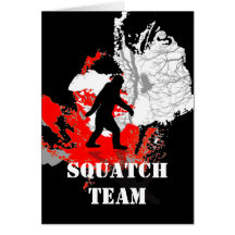 Gone Squatchin, black bigfoot Greeting Card