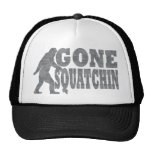 Gone squatchin black text & bigfoot trucker hat