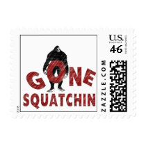 Gone Squatchin - Crayon Style Squatcher Postage Stamp