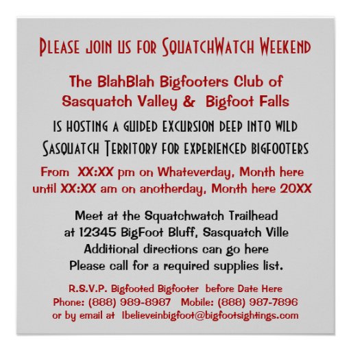 Gone Squatchin Funny  Bigfoot Hunting Invitation