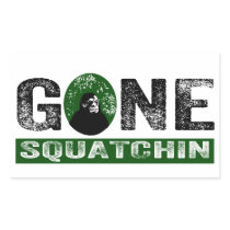 Gone Squatchin (Green) Grunge Squatch Rectangular Stickers