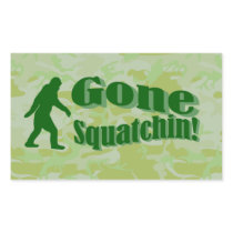 Gone squatchin on camo rectangle stickers