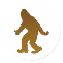gone squatchin round sticker