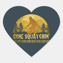 Gone Squatchin' (vintage sunset) Heart Stickers