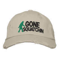 Gone Squatchin with  bigfoot logo Embroidered Hats