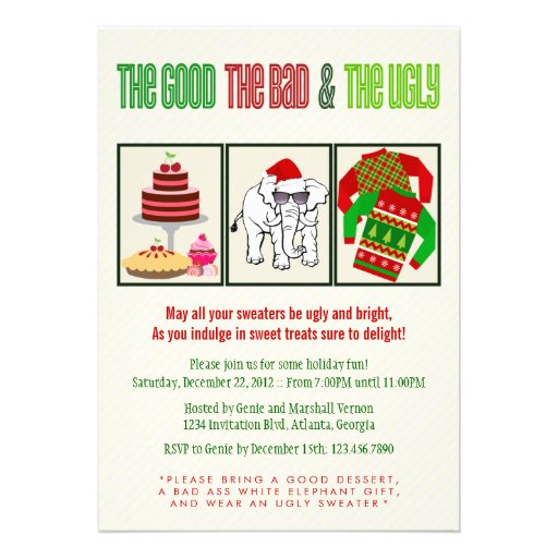 Good Bad Ugly Holiday Party Invite (front side)