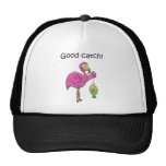 Good Catch Funny Whimsical Pink Flamingo Fish Mesh Hat