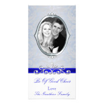 Good Cheer Nostalgia Blue Damask Photo Card