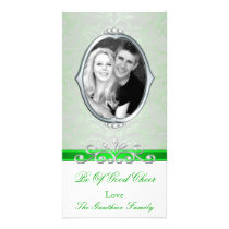 Good Cheer Nostalgia Green Damask Photo Card