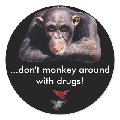 Good /Evil, ...don't monkey around with... Round Stickers by Infinitymc