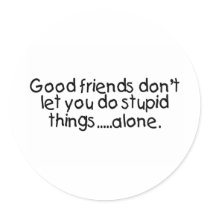 Good Friends Dont Let You Do Stupid Things Alone Round Sticker