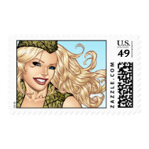 army, marines, military, wife, blond, pin, pinup, art, girl, woman, camo, belt, heels, rio, reserves, mom, mother, al rio, Stamp with custom graphic design
