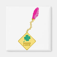 Good Luck Charm - Rabbits Foot Four Leaf Clover Fridge Magnets