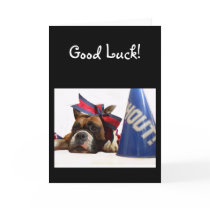 Good Luck Cheerleader boxer greeting card