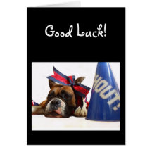 Good Luck Cheerleader boxer greeting card