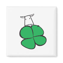 Good Luck Clover Cow Refrigerator Magnets