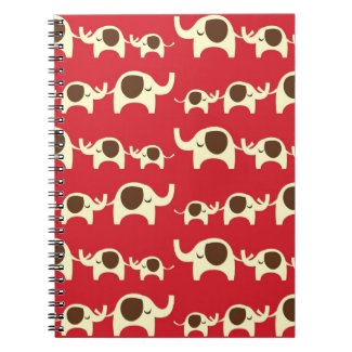 Good luck elephants cherry red cute nature pattern note books